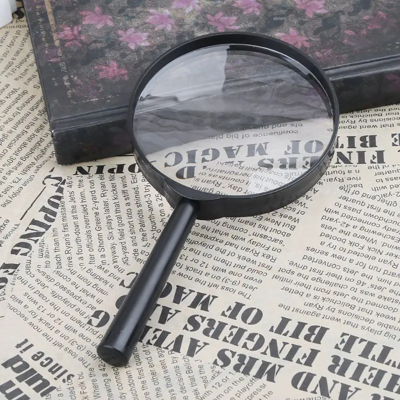 A0KF 90mm Handheld Magnifier 5X Reading Map Newspaper Magnifying Glass Jewelry Loupe