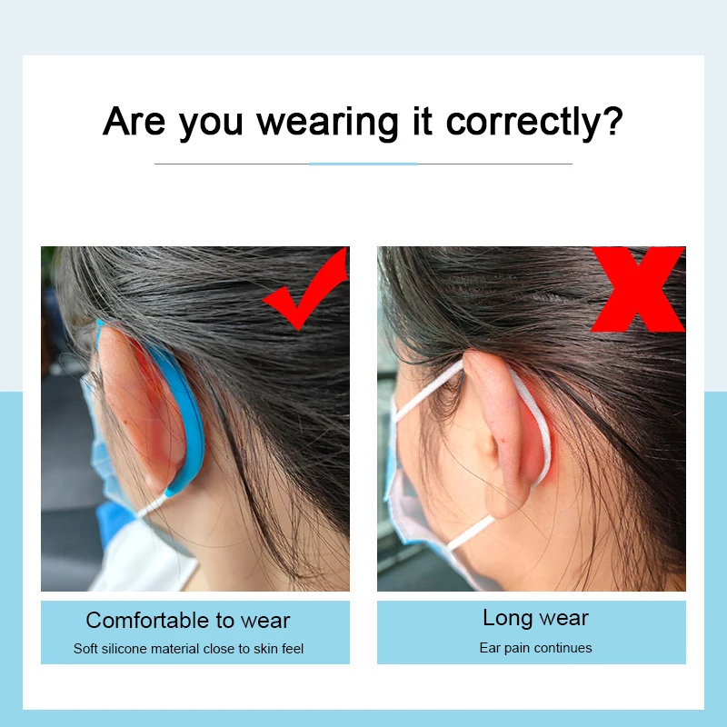 1/2Pair Silicone Anti Pain Earmuffs Protector Soft Protective Ears Mask Rope Cover Band Earloop Buckle Mask Accessories