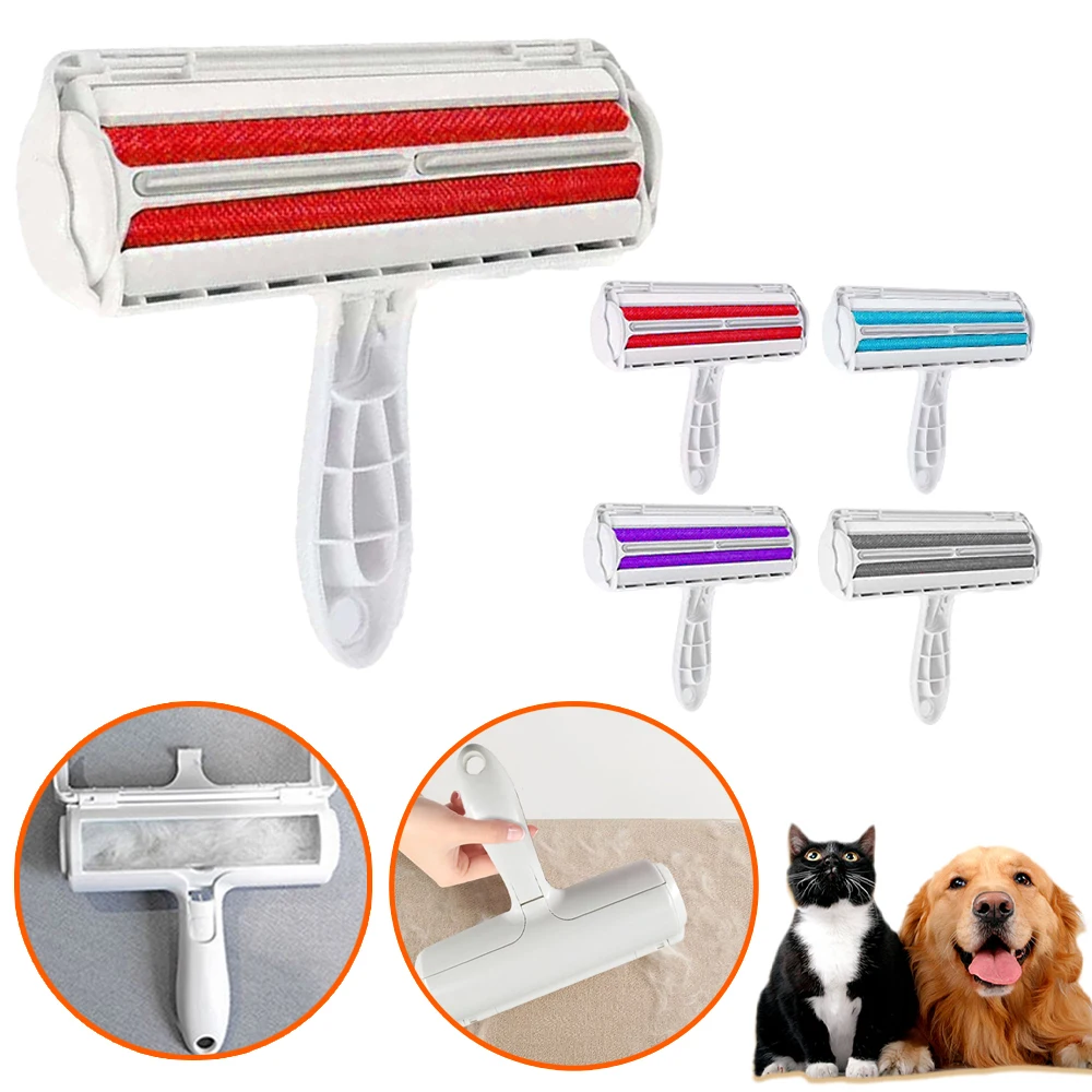 2-Way Pet Hair Remover Roller Dog Cat Hair Remover Brush From Furniture Lint Pet Fur Dust Brush Base Home Furniture Sofa Clothes