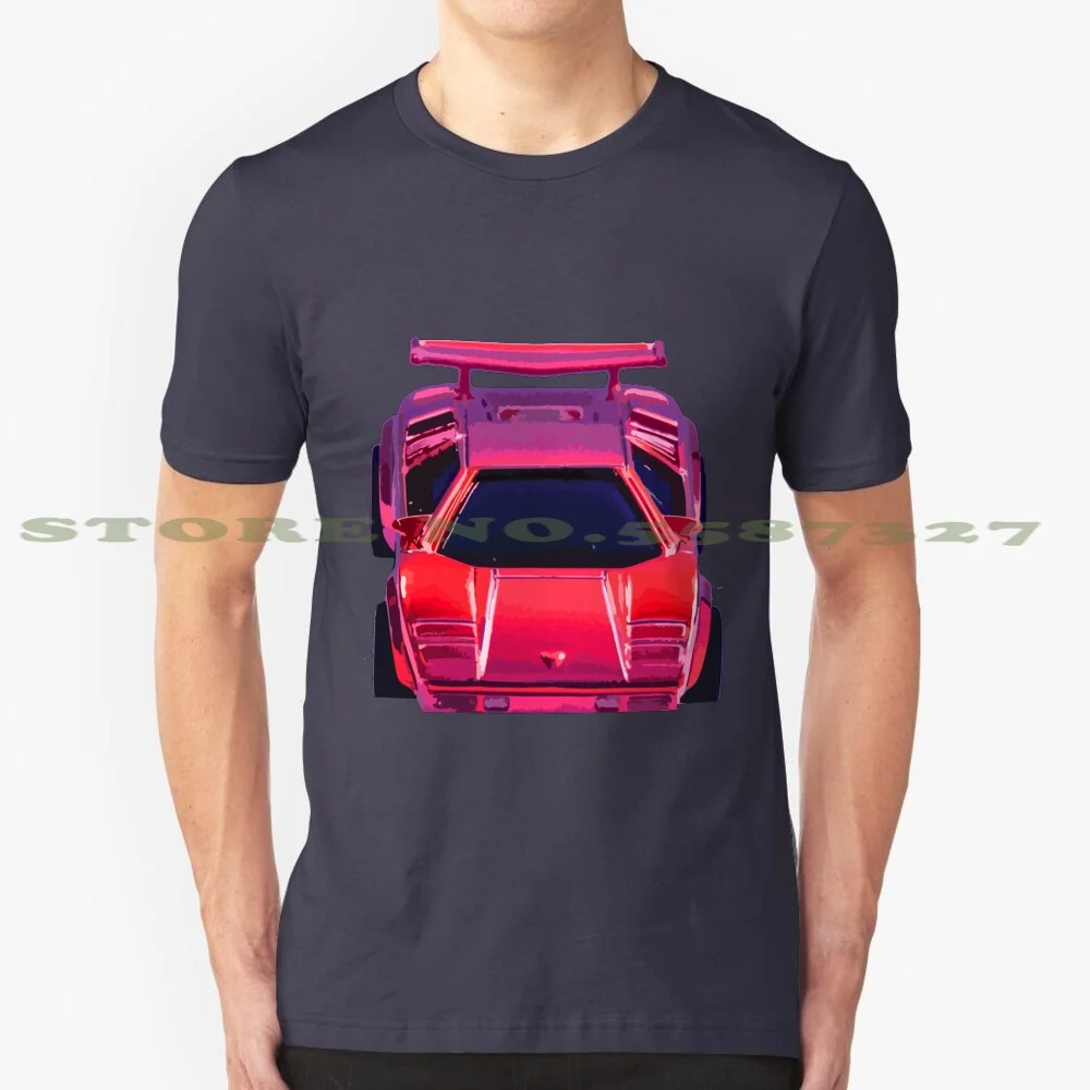 Fast 100% Cotton T-Shirt Countach Supercar Red Sports Cars Exotic Fast Speed Zone Run