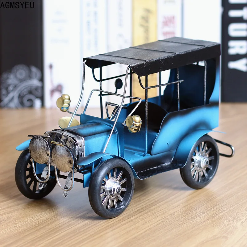 AGMSYEU retro color handmade metal crafts classic car model creative interior office living room study desktop home decoration