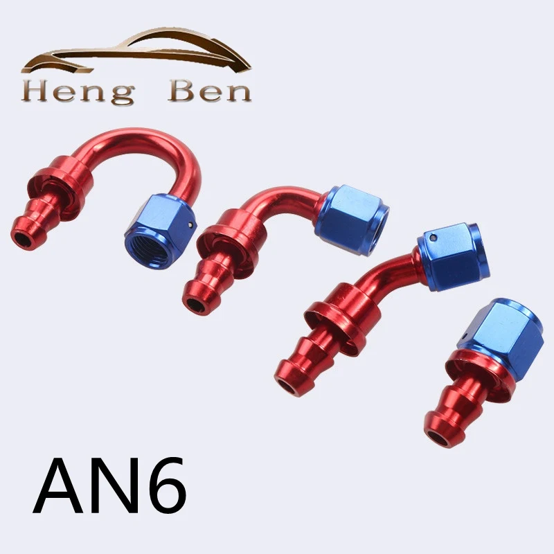 

AN6 0° 45° 90° 180° Degrees Push On Oil Cooler Reusable Hose End Fittings Oil Fitting Aluminum Fittings Hose End