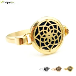 Lotus Flower with Circle Band Aromatherapy Essential Oils Aromatherapy Locket Bracelet Jewelry