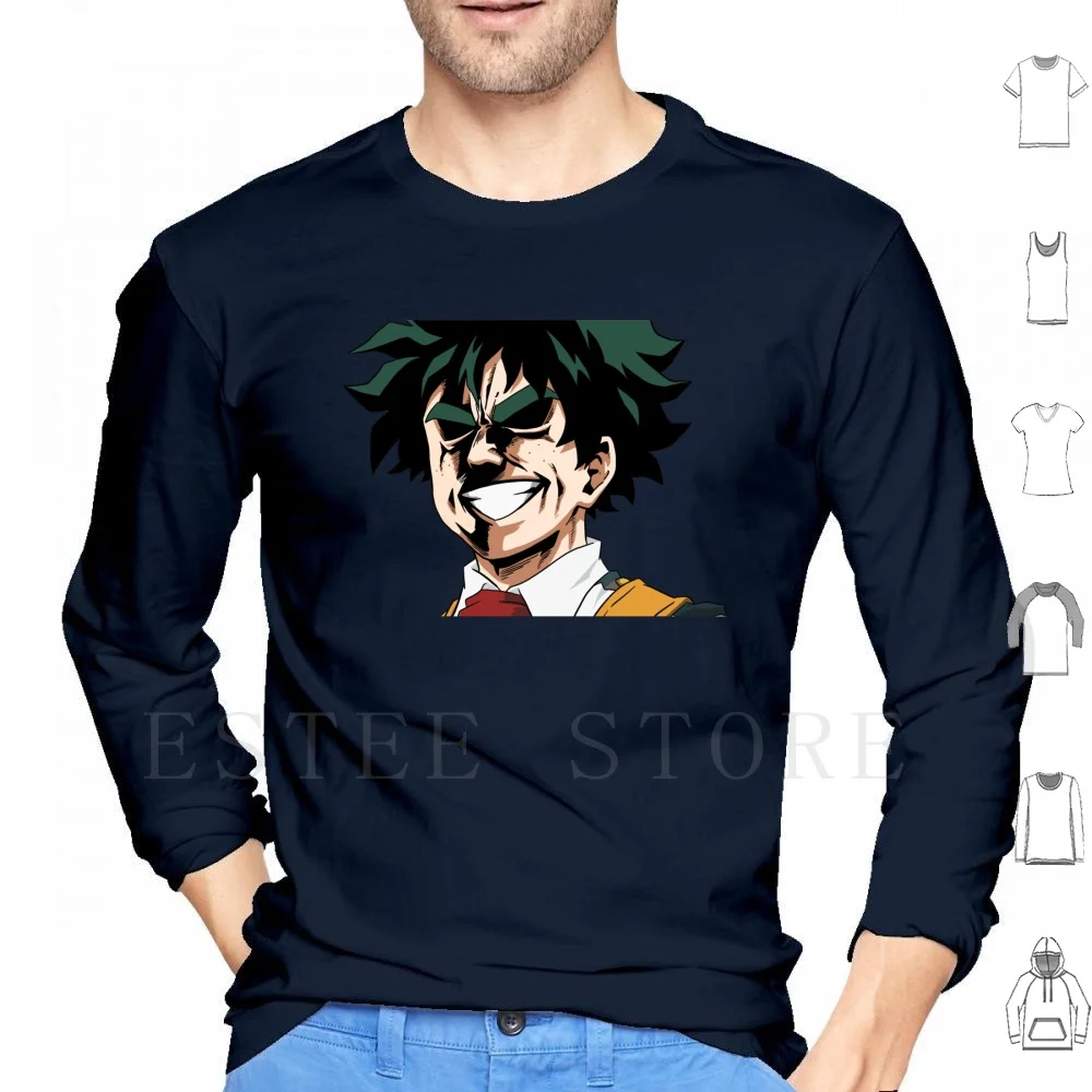 Deku Face Hoodies Long Sleeve Izuku Midorya Midoriya Izuku Midorya Deku All Might Pro Hero Superhero Hero Mha Boku