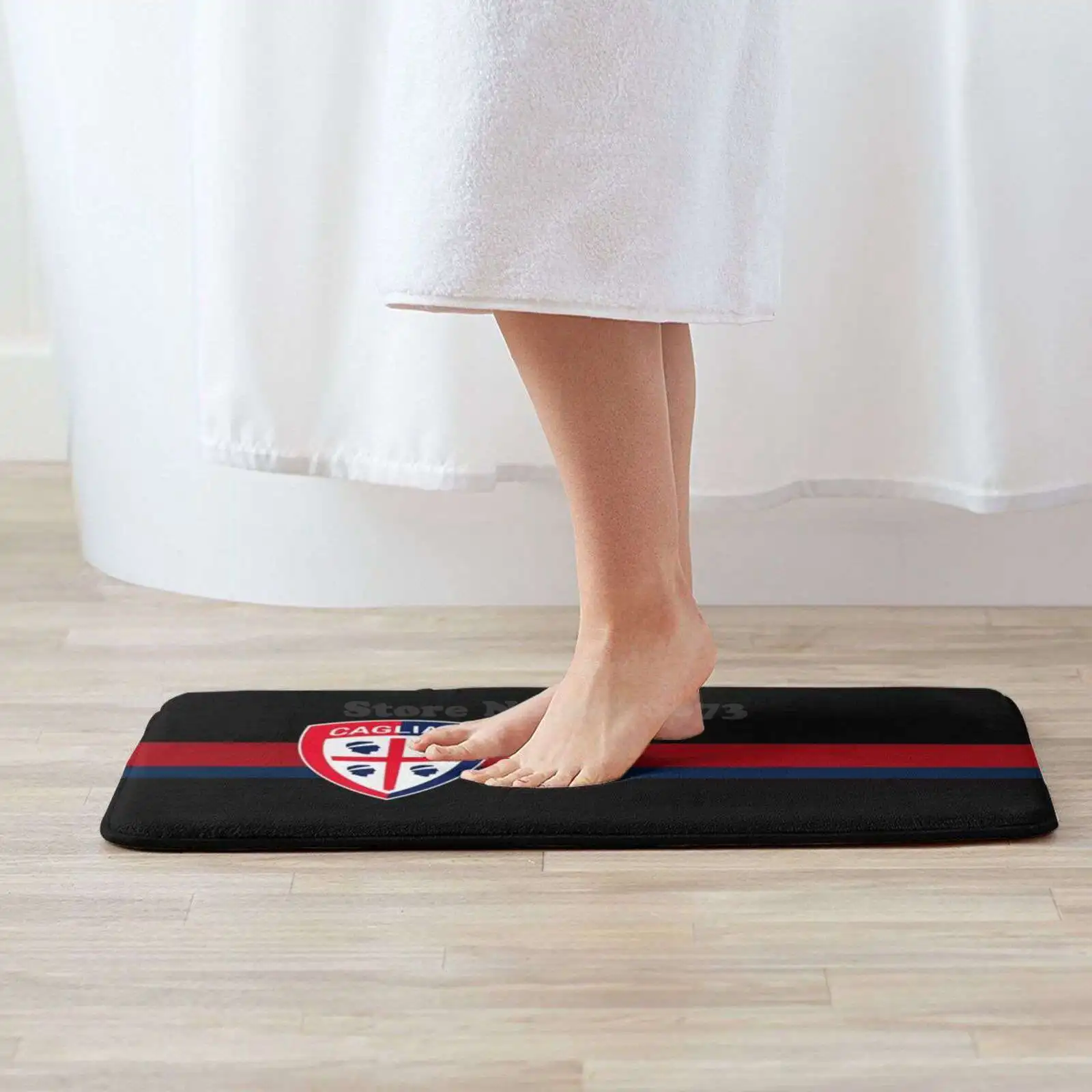 Cagliari Stripe Black Comfortable Door Mat Rug Carpet Foot Pad Football Italy Serie A Cagliari