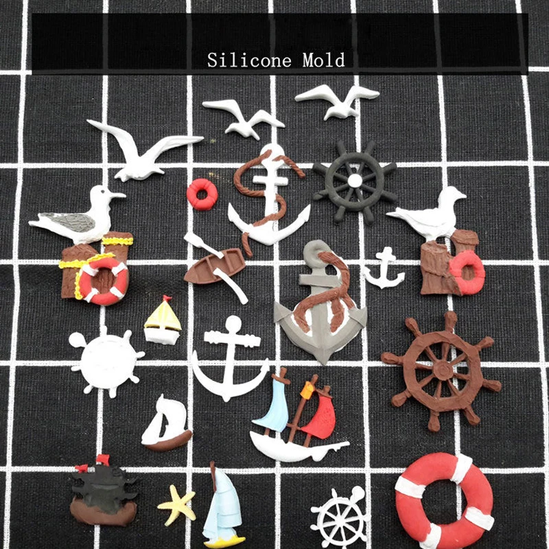 Seagull Boat Anchor Rudder Mould Silicone Mold Fondant Cake Decorating Tool Gumpaste Sugarcraft Chocolate Forms Bakeware Tools