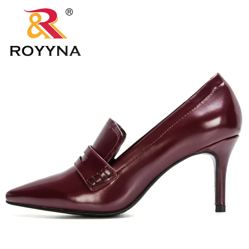 ROYYNA New Designers Original Top Quality Women Pumps Pointed Toe Thin Heels Dress Shoe Nice Leather Wedding Shoes Feminimo