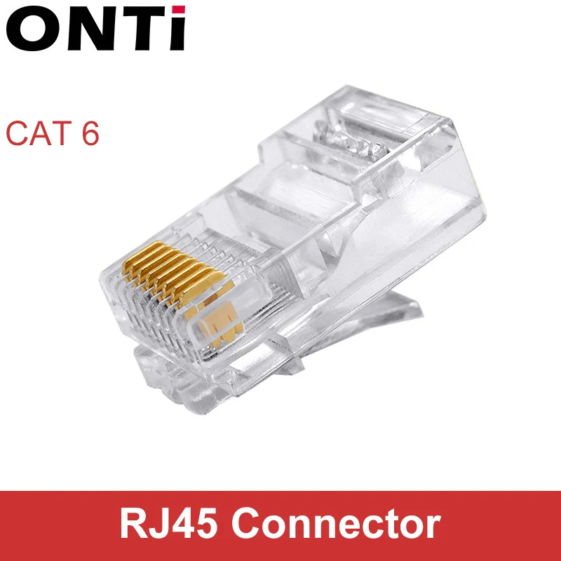 

ONTi RJ45 CAT6 Connector 8P8C Modular Plug Ethernet Cable Head 1Gbps Gigabit Network Crimp Crystal Head RJ45 Connector 50P