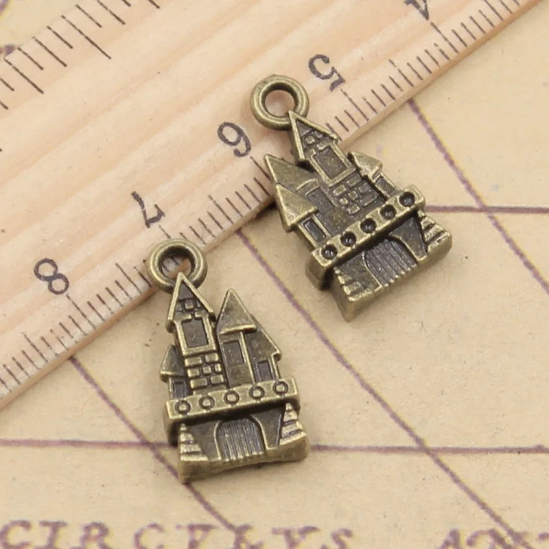 10pcs Charms Castle House 21x11mm Tibetan Bronze Silver Color Pendants Antique Jewelry Making DIY Handmade Craft