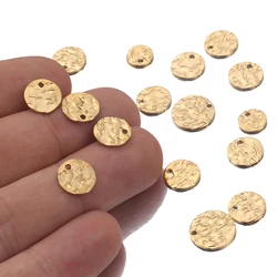 20pcs Hammered Disc Charms 8mm 10mm 12mm Gold Plated Stainless Steel Round Blank Coin Beads for DIY Necklace Bracelet Making