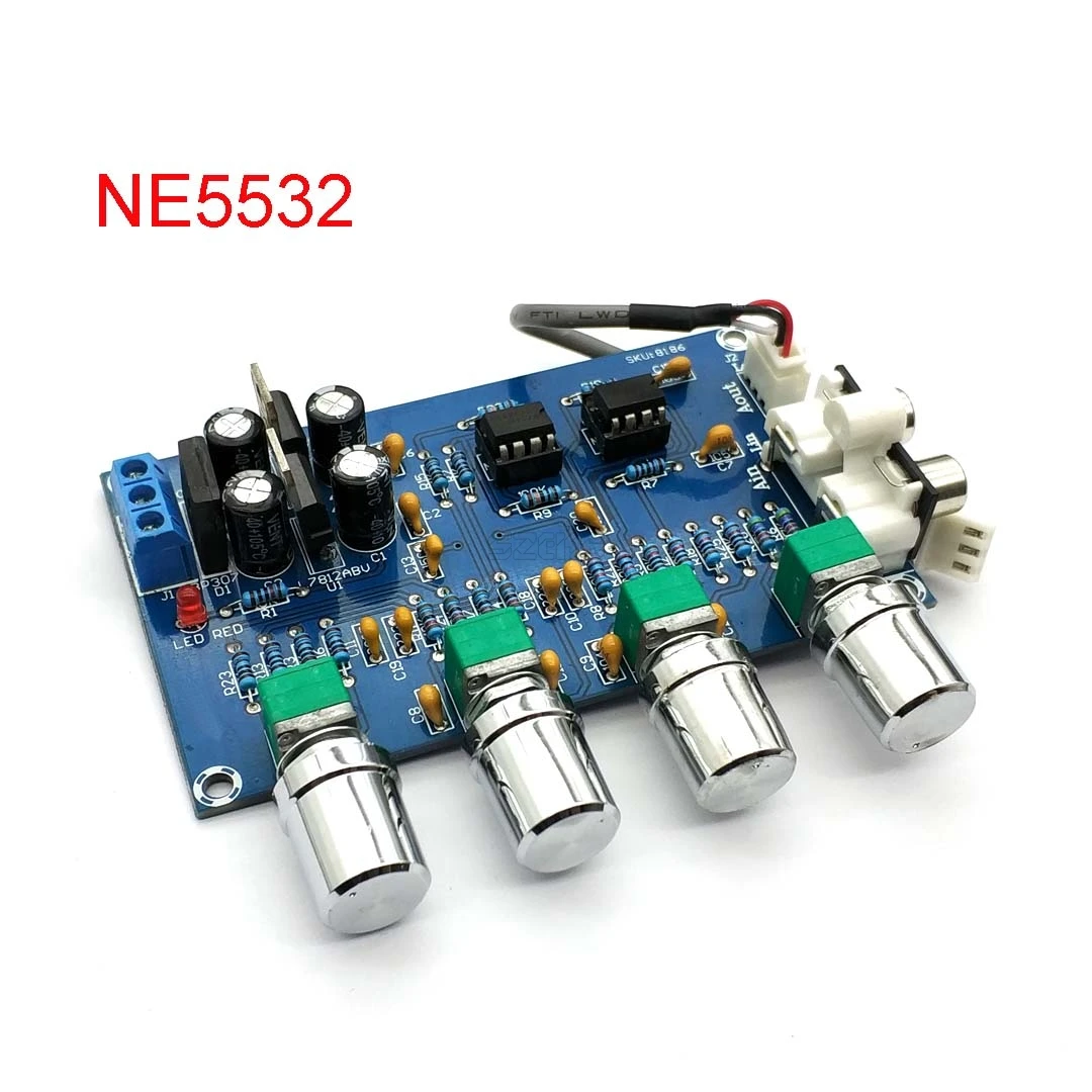 New NE5532 Stereo Pre-amp Preamplifier Tone Board Audio 4 Channels Amplifier Module 4CH CH Control Circuit Telephone Preamp