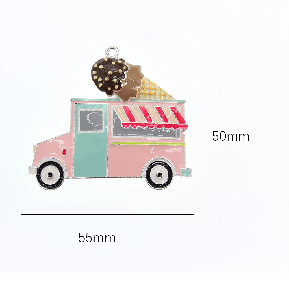 1 pcs Fashionable Cute Multicolored Enamel Ice Cream Car Charm Pendant Designer Charms For Gift