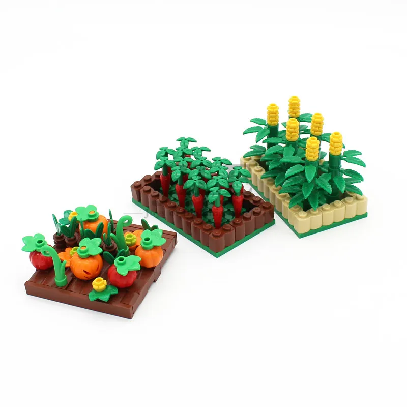 MOC Farm Crop Plant Pumpkin Radish Pineapple Mushroom Maize City Street View Building Blocks Bricks Compatible with Assembles