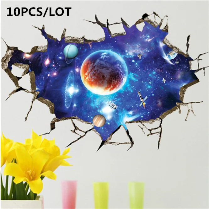 

10PCS INS Space Starry sky universe Wall Sticker 3D Home Decor Bedroom Living room TV Wall Sticker Mural Wallpaper Door Sticker