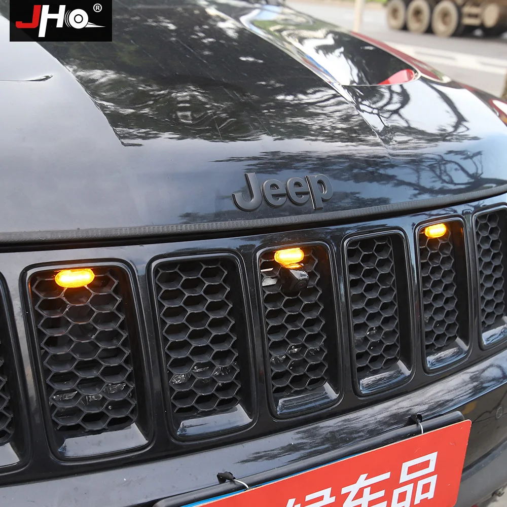 JHO Car Smoke Front Grille LED Light Raptor Style Lamps For Jeep Grand Cherokee 2011-2019 Limited Overland Laredo 2018 2017 2016