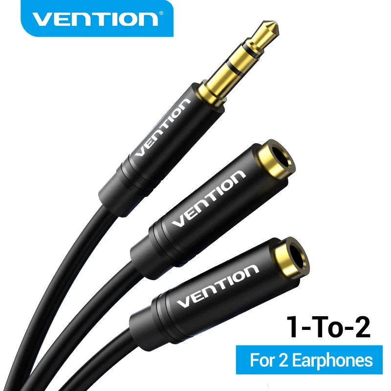 Vention-Cable divisor de Audio Jack 3,5, conector doble macho a hembra para ordenador portátil, altavoz, auriculares, Cable auxiliar divisor de 3 y