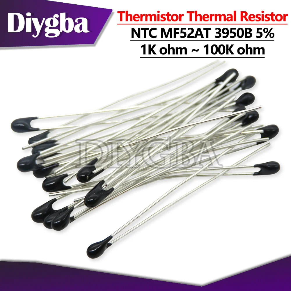 10PCS NTC Thermistor Thermal Resistor MF52 NTC-MF52AT 1K 2K 3K 4.7K 5K 10K 20K 47K 50K 100K 5% 3950B 1/2/3/4.7/K Ohm R