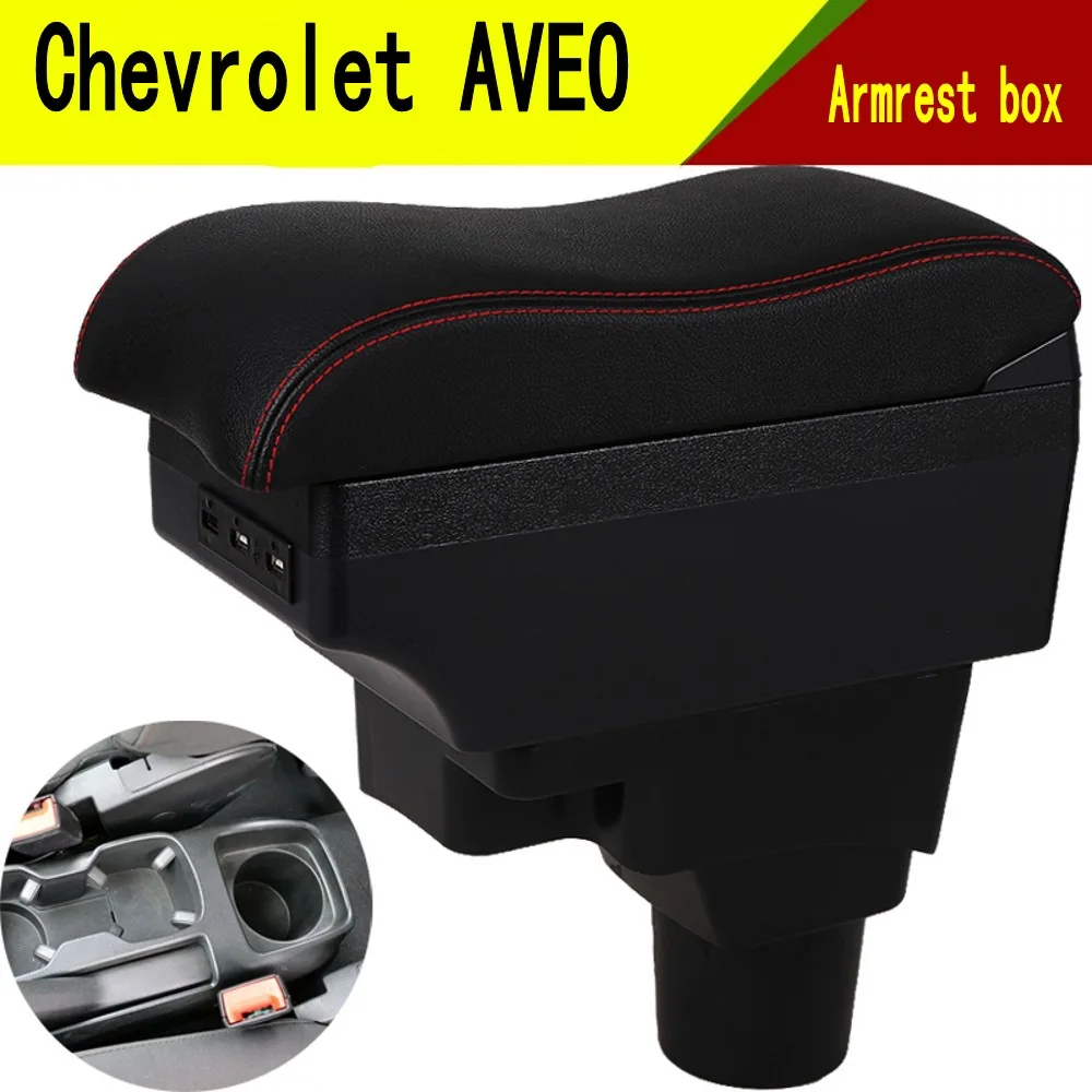 

For Chevrolet Aveo Sonic Lova T250 T300 Center console armrest box storage box armrests elbow rest with usb cup holder