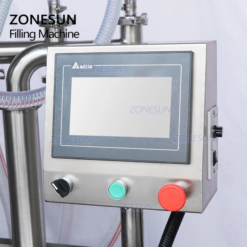 Zonesun-máquina de enchimento, para frascos e sabonetes comestíveis, automática, 4 bicos injetáveis, shampoo, óleo líquido