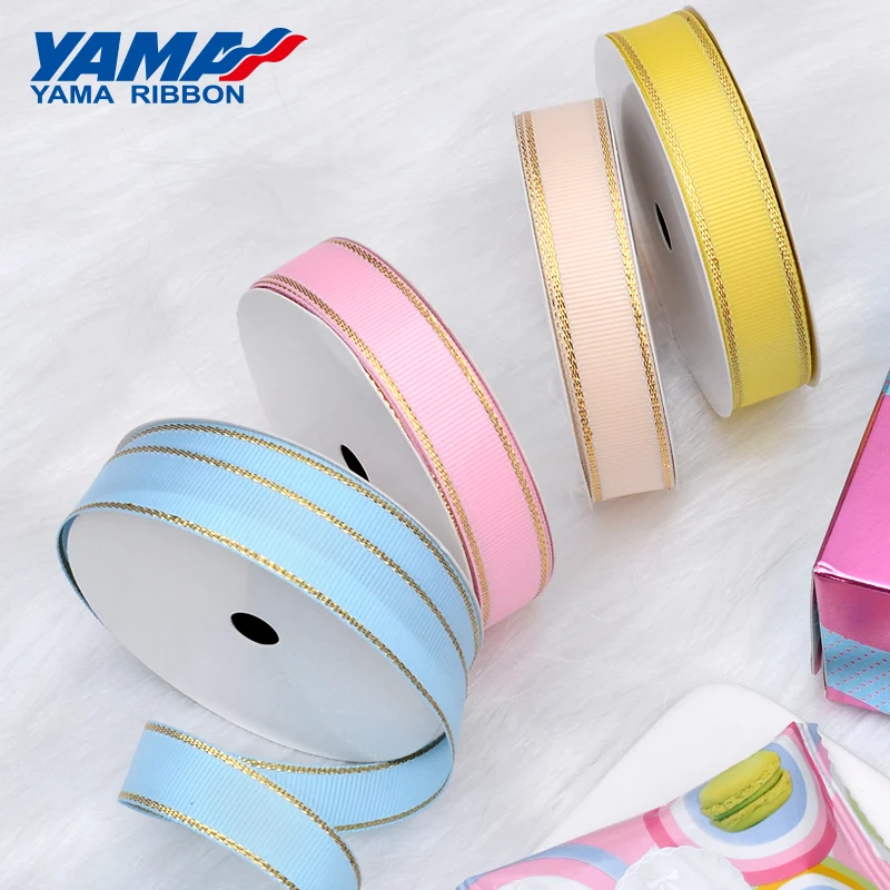 YAMA Gold Metallic Edge Grosgrain Ribbon 6mm 9mm 16mm 25mm 38mm Wide Price 100yards Diy Gift Packing Decoration Wedding Crafts