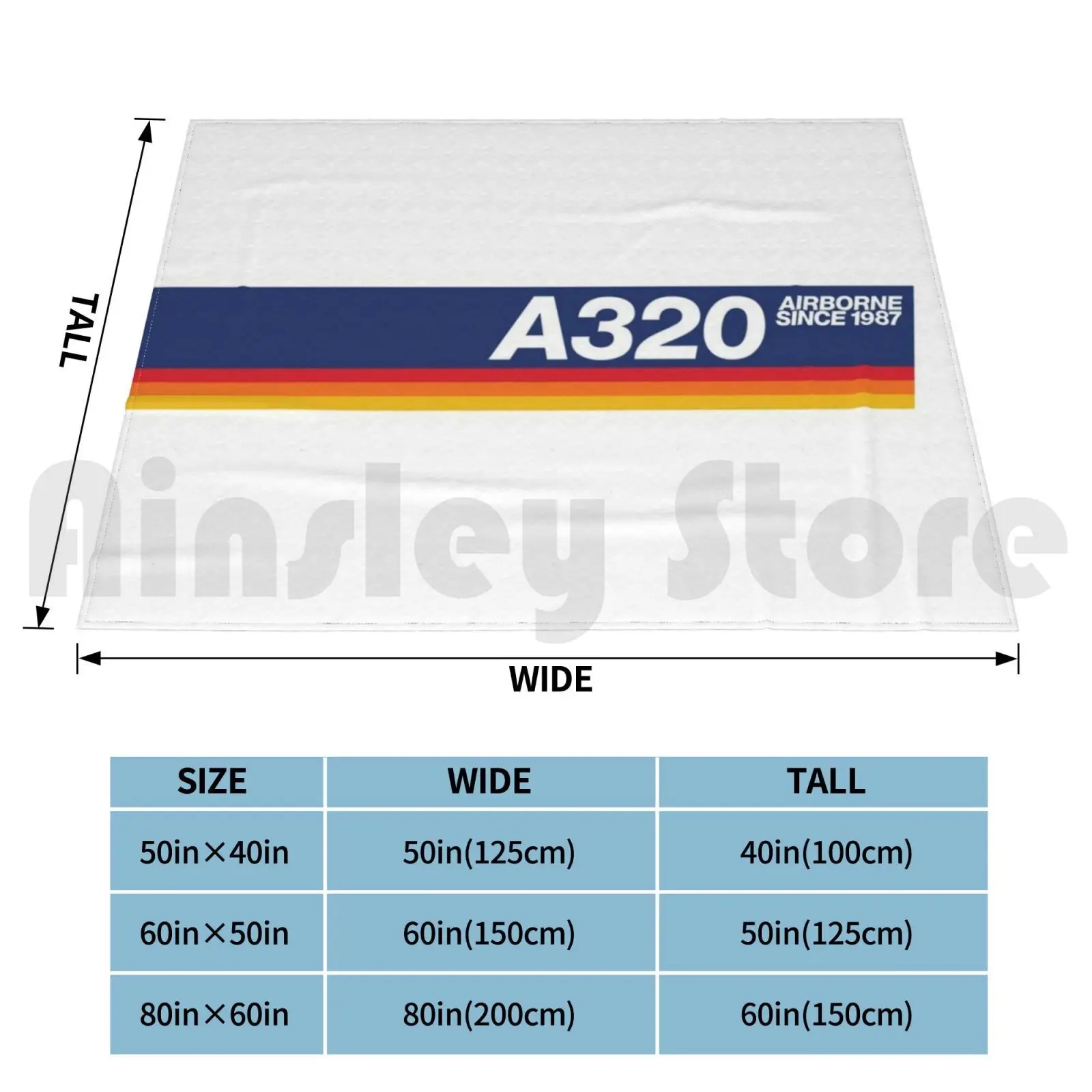 Vintage A320-Airborne Since 1987 Blanket Fashion Custom Airbus A320 320 Airplane 1987 Plane Medium Range Jet Shorthaul