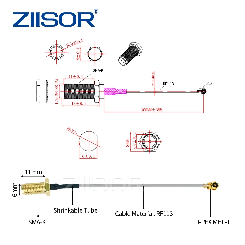 Antenna Extended Feeder with Adapter SMA Female to IPEX IPX Connector Extensible CableI-PEX MHF Extension Wire