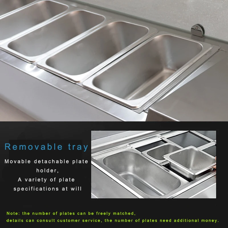 220V Desktop Salad Cabinet Commercial Pizza Spreading Table Refrigerated Salad Cabinet Dessert Freezer Refrigerator