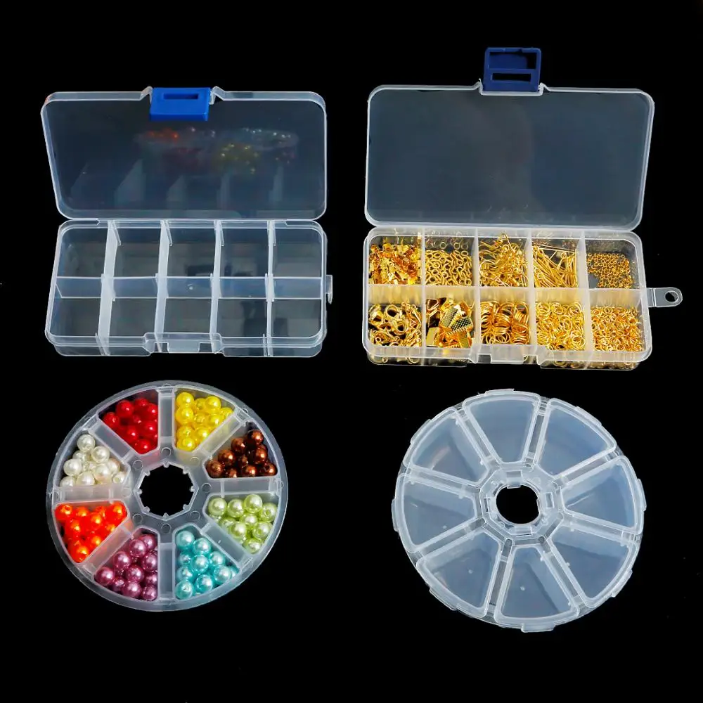 18Style Plastic Clear Round Rectangle Square PVC Organizer Earrings Jewelry Box Case Container for Rings Beads Storage Package