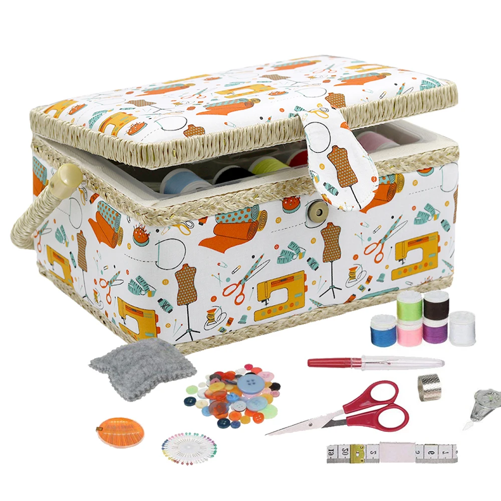 Medium Sewing Box with Kit Accessories Sewing Basket Organizer with Supplies DIY Sewing Kits for Adults Christmas Gift Box