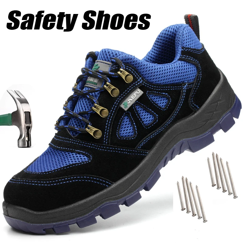 

All Seasons Safety Shoes Plus-Size Mens Steel Toe Cap Anti-smashing Anti-piercing Suede Shoes Breathable Indestructible Sneakers