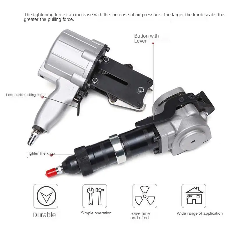 19 Pneumatische Staalband Tools +-19 Pneumatische Spanner Voor Strapping Staal, Breedte 19Mm, dikte 0.6 ~ 1.2Mm.