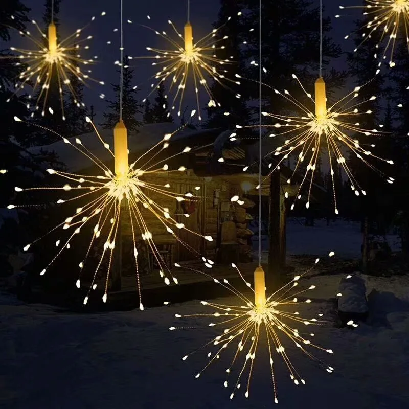 LED Waterproof Exploding Star Fireworks Lamp Christmas Fairy Lights Copper Wire Lamp Dandelion String Lights Garden Home Decor