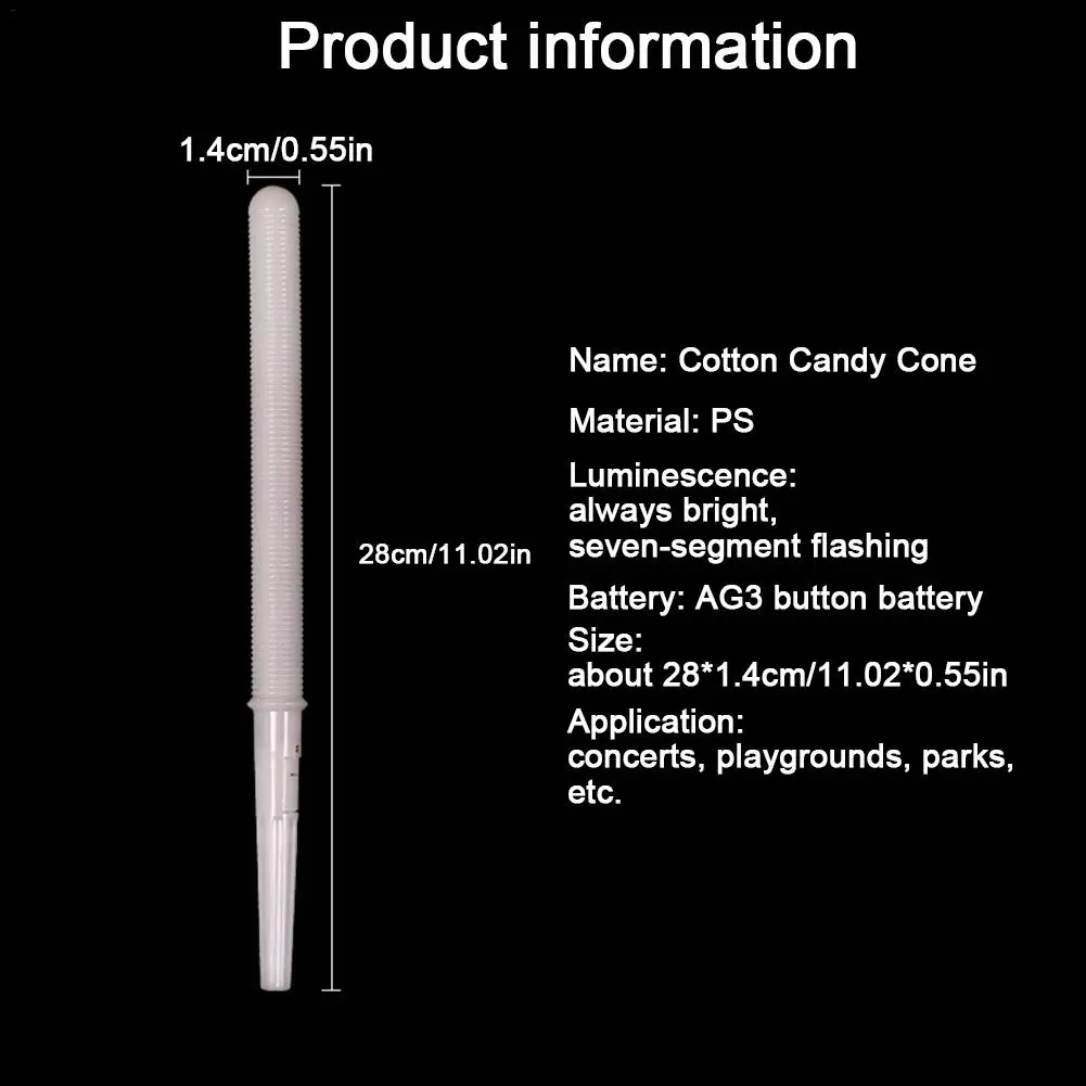 Coni di zucchero filato bastoncini luminosi colorati coni di zucchero filato per uso alimentare bastoncini luminosi colorati