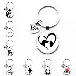 BTWGL New Popular New Puppy Kitten Playing Key Ring Love Pet Cat and Dog BEST FRIEND Pendant Fashion Keychain Birthday Present