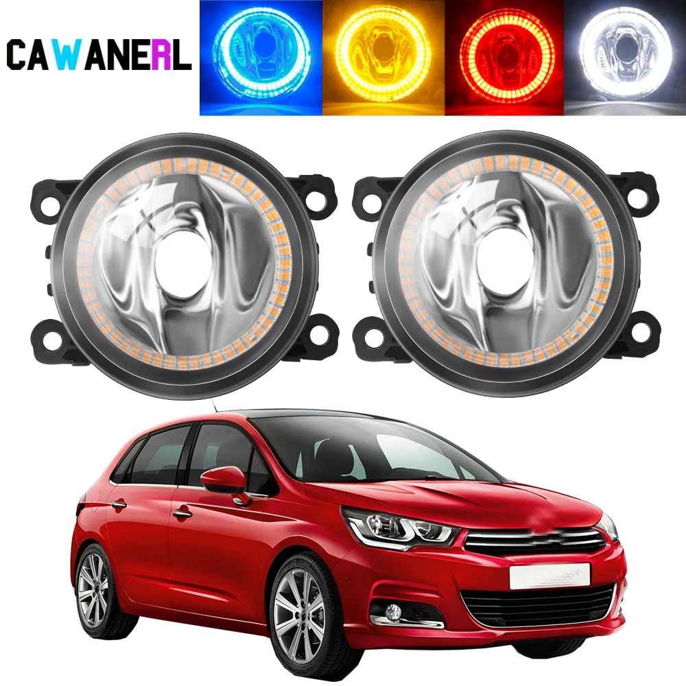 2 X Angel Eye Fog Light Assembly 20W Car Halo Ring DRL Fog Daytime Running Lamp For Citroen C4 Coupe Picasso Hatchback 2004-2015