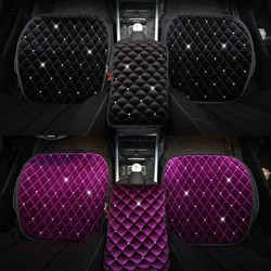 Winter Diamond Plush Universal Car Seat Cover Rhinestone Auto Seat Cushion Velvet Front Back Seat Protector Mat Car Accessories