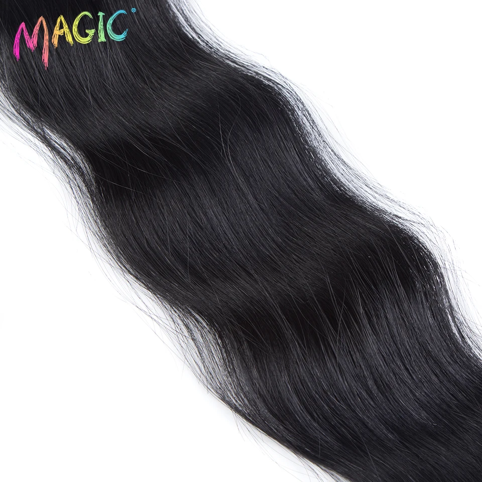 Capelli sintetici magici 6 pezzi 20 pollici fasci di capelli onda naturale estensioni di colore nero fili resistenti al calore di trecce di capelli