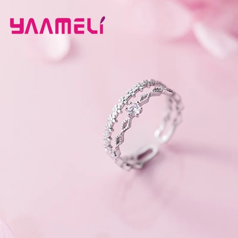 Elegnant Hochzeit Engagement Einstellbar Ringe Für Frauen Mädchen 925 Sterling Silber Luxus Designer Mode Schmuck Großhandel