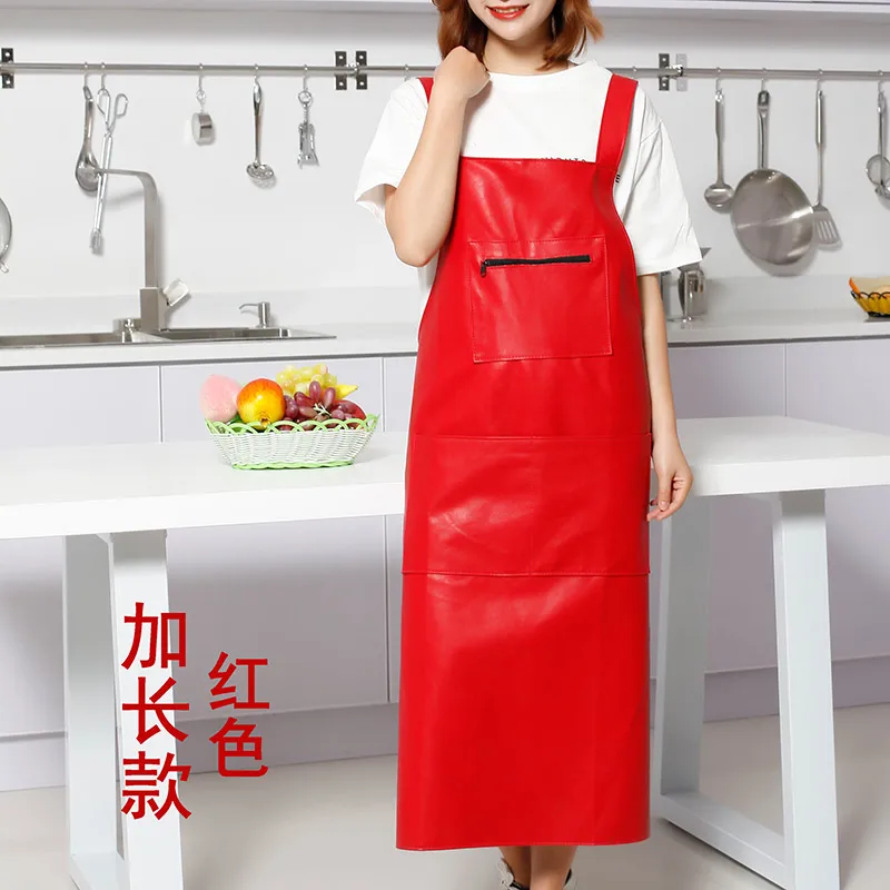 Women\'s PU Leather Vest Design Apron Waterproof and Oilproof Kitchen Cooking Gown Adult Bib Waist