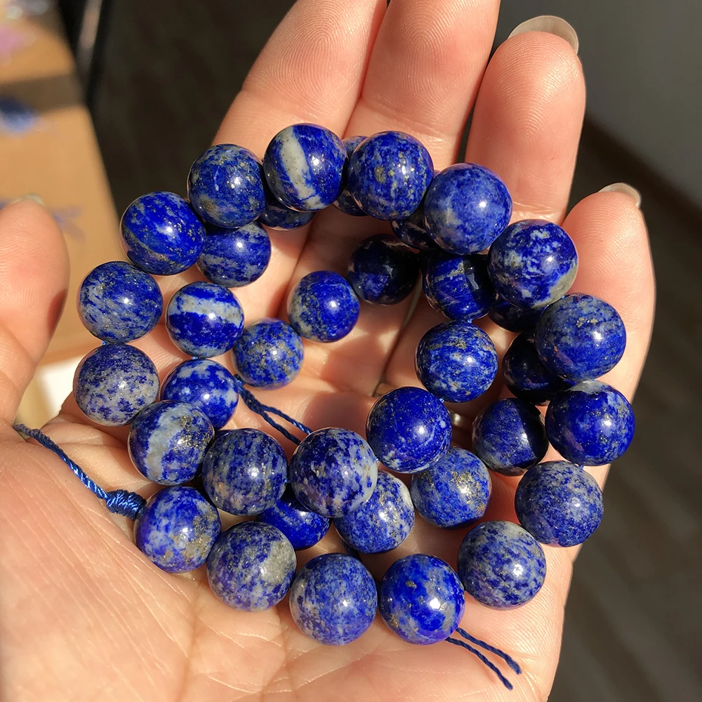 AA Naturalne koraliki z kamienia Lapis Lazuli do wyrobu biżuterii 4 6 8 10 mm Okrągłe luźne koraliki DIY Bransoletka Charms Akcesoria 15 cali