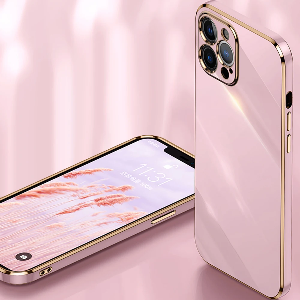 حافظة هاتف فاخرة تصفيح لهاتف آيفون ، غطاء من البولي يوريثان ، غطاء لهاتف آيفون 14 ، 15 برو ماكس ، 12 ، 11 ، 13 برو ماكس ، Mini ، XS ، XR ، X ، 8 ، 7 Plus ، SE 2020