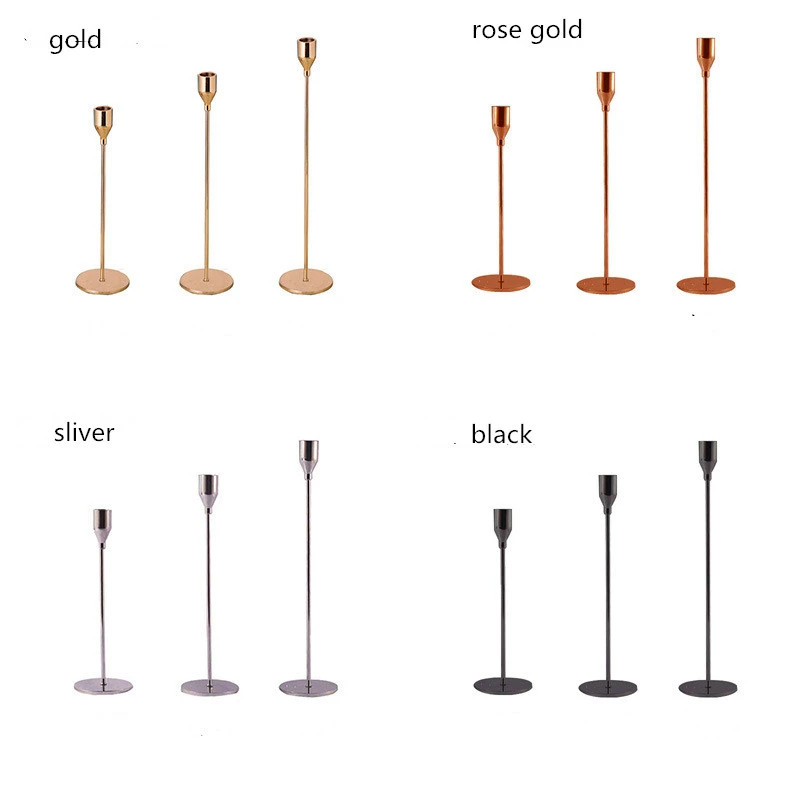 Black Metal Candle Holder Simple  Wedding Decoration Bar Party Living Room Decoration Home Decoration