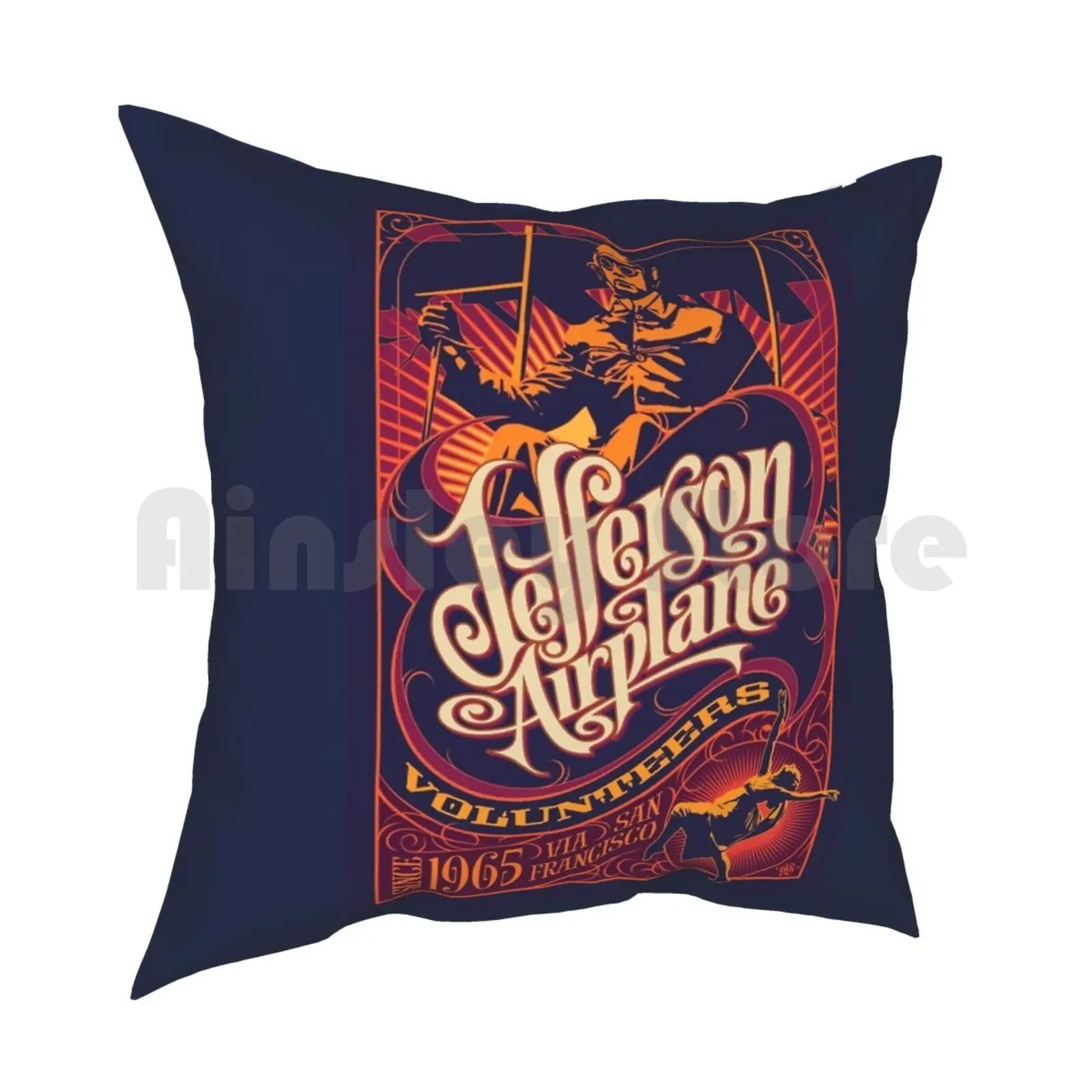 Jefferson Airplane Pillow Case Printed Home Soft DIY Pillow cover Music Psychedelic Roll Hippie San Francisco Haight