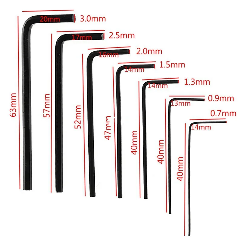 7Pcs/set Multifunction Allen wrench 0.7/0.9/1.3/1.5/2/2.5/3mm Hexagon Allen Key Wrench Tools Set home Bicycle Repair Tools