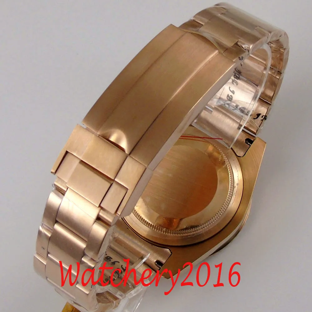 Full Rose Gold Coated Replaced Watch Bracelet Watch Band Deployment Clasp 20MM width Lug for 40MM men watch