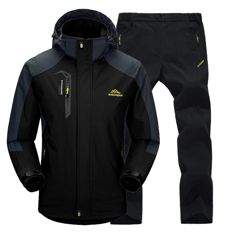 TRVLWEGO Jacke Hose Wandern Camping Frühling & Herbst Outdoor Single Wasserdicht 20000MM Herren Windschutz Trekking Mantel Hose – Detail 17
