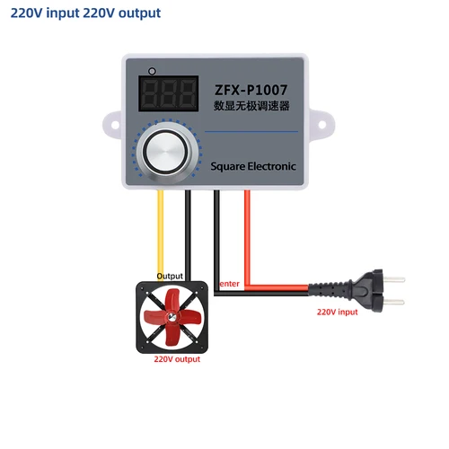 Imagen 2 del producto Controlador de velocidad ZFX-P1007 resistente al agua 500W regulador de velocidad infinito Digital regulador de velocidad continuo Control interruptor regulador 220V