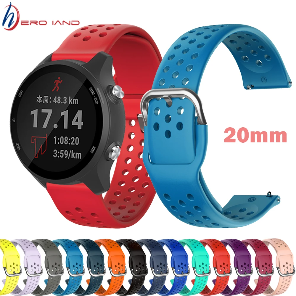 Colorful 20mm WatchBands strap for Garmin Forerunner 245 245M 645 Music vivomove 3 HR Sport silicone Smart watchband Bracelet