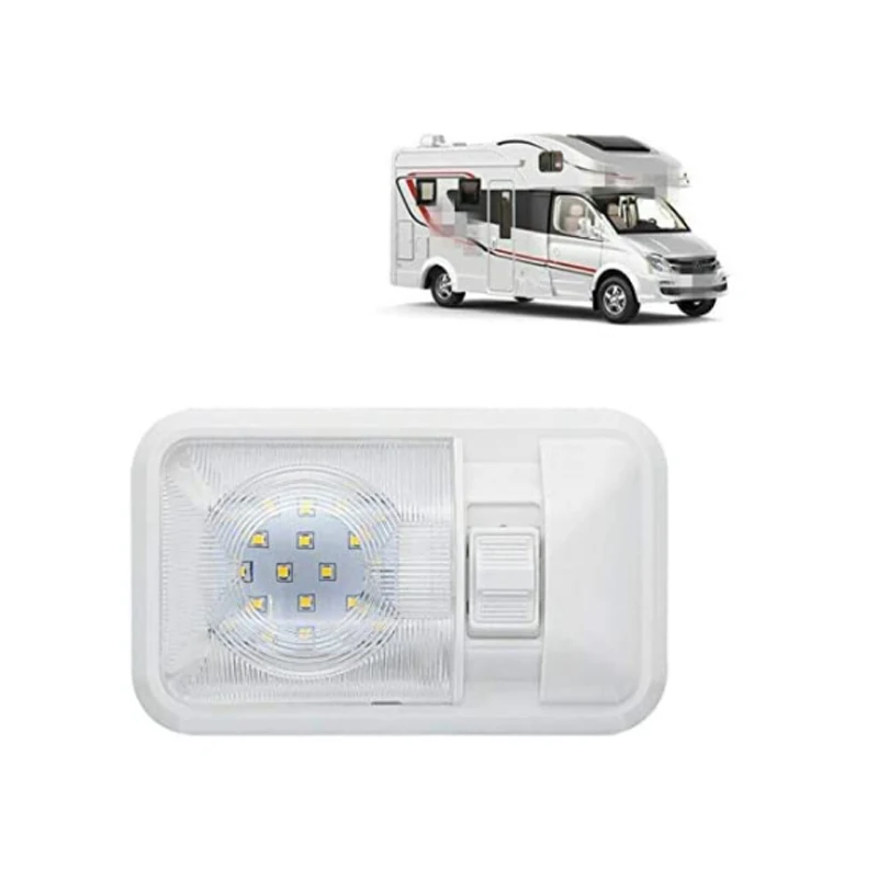 12V Camper Ceiling Rectangle Single Dome Light 24 LED 2835 SMD Chips 4000-4500K 280lm RV Interior Ceiling Light Wall Light