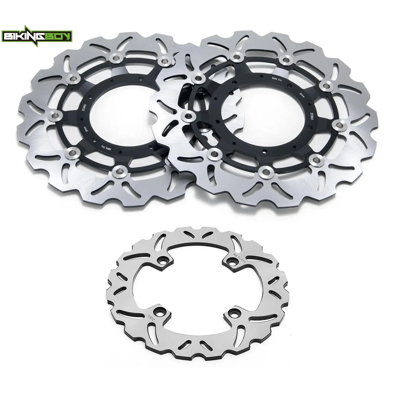 BIKINGBOY Front / Rear Brake Discs Disks Rotors For Honda X-ADV 750 2017 2018 2019 2020 2021 Stainless Steel 296mm 240mm Set